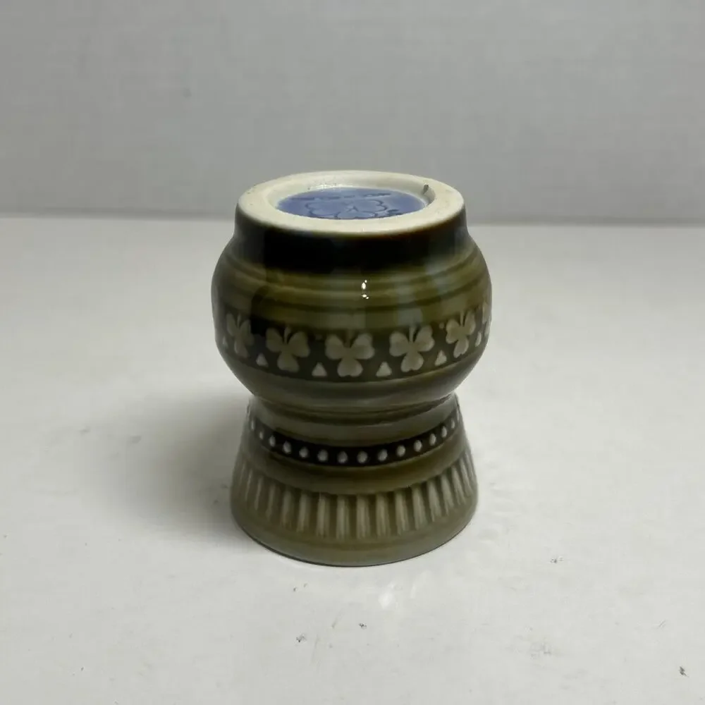 Wade Irish Porcelain Toothpick Holder, Shot Glass, Green Blue Clovers Ireland